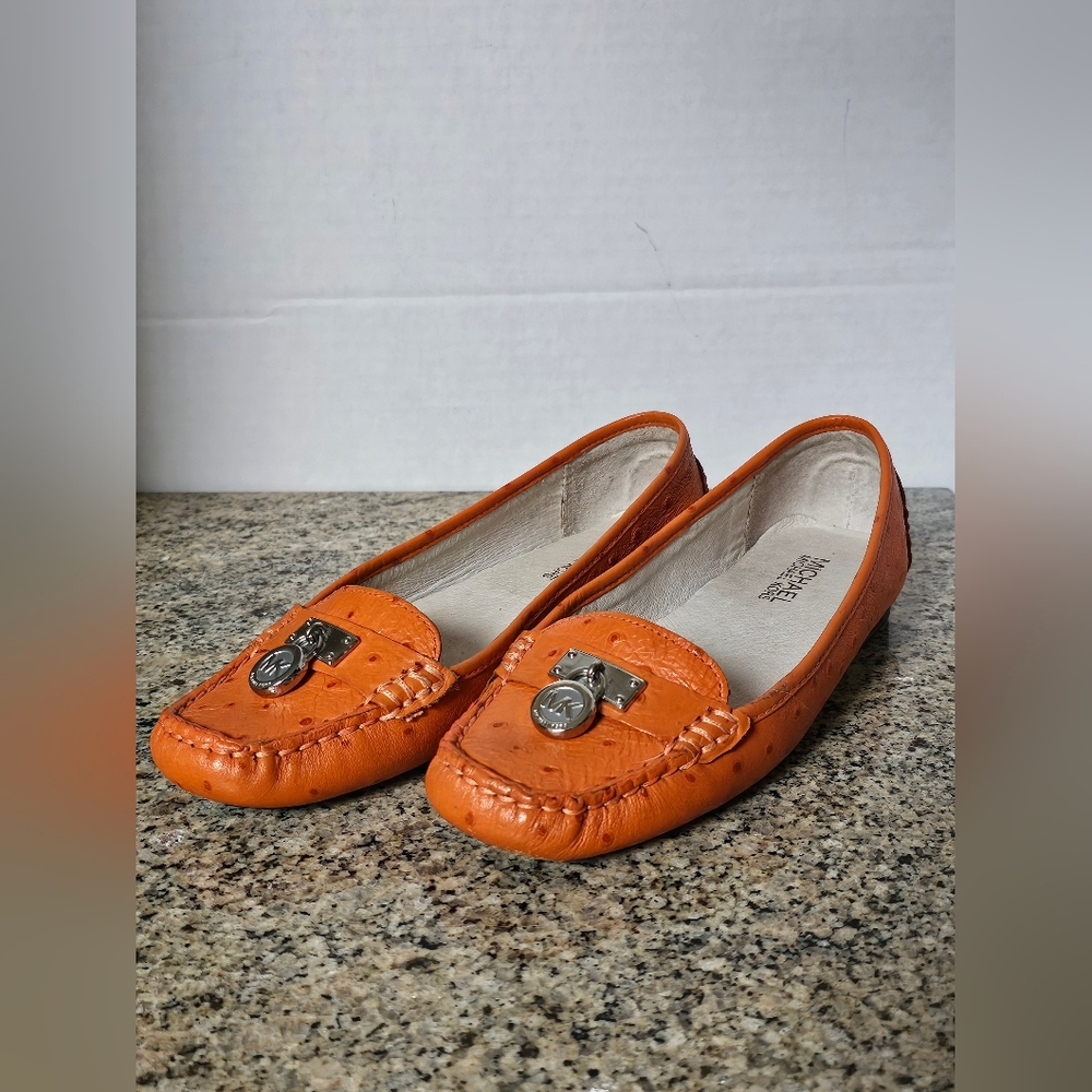 Michael Kors Vibrant Orange Leather Hamilton Loafers 6m AD12J